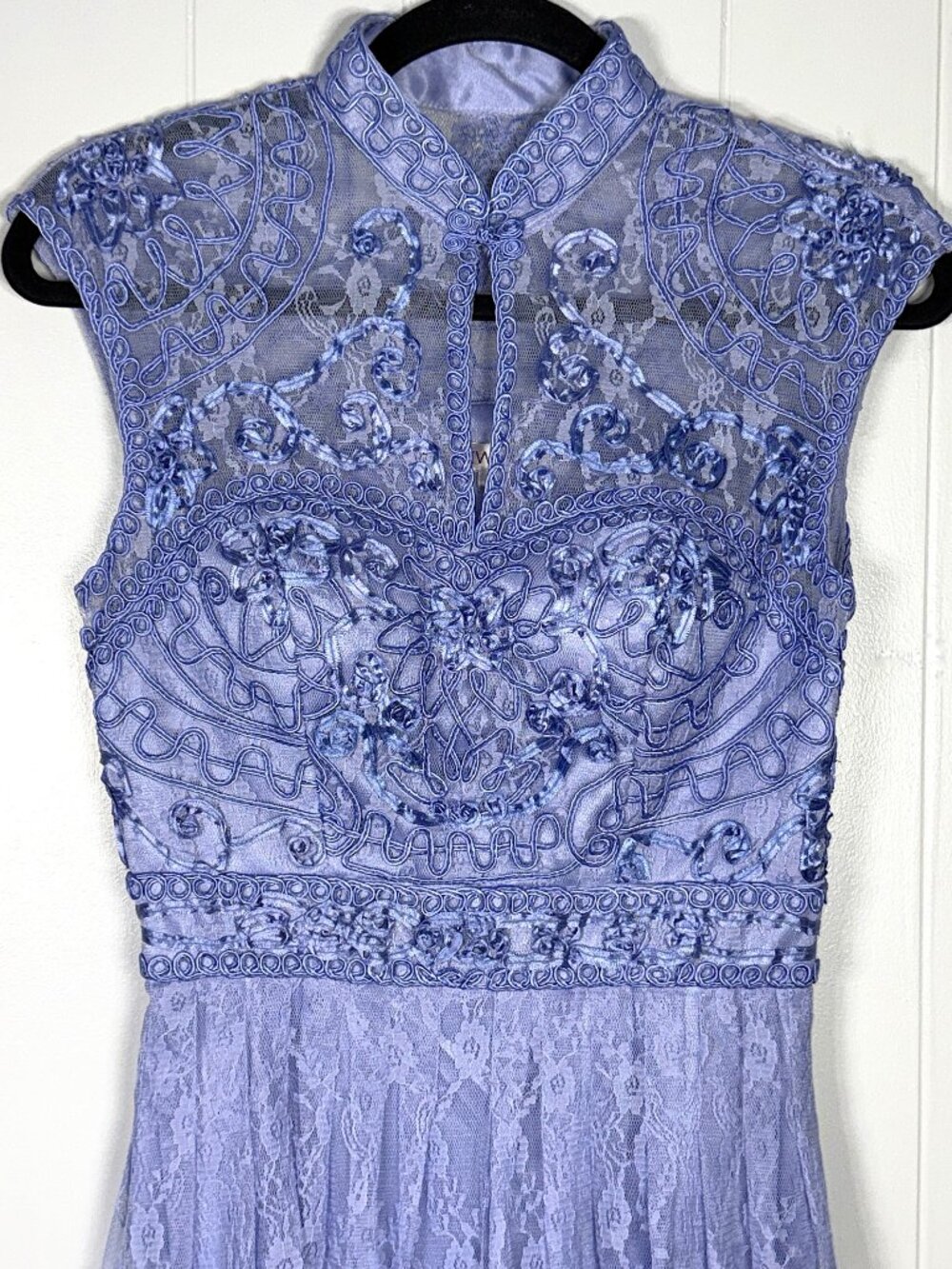 Sue Wong Asian Inspired Mandarin Collar Floral Lace Applique Built-inBra Dress 4 - Picture 2 of 10